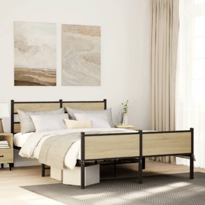 vidaXL Cadru pat fără saltea stejar sonoma, 140x190 cm, lemn prelucrat 4017290 foto