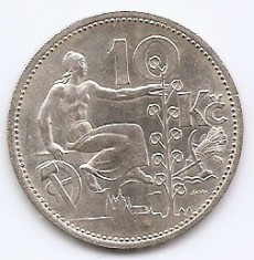 Cehoslovacia 10 Koruny 1932 - Argint, 30 mm, KM-15 (2)