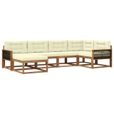 vidaXL Set de canapele de exterior cu pernă 6 pcs Natural și Crem 3382703