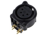 Conector XLR soclu mamă 4 pini unghi 90&deg; cu buton THT 6A NEUTRIK