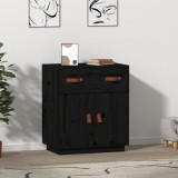 Servanta, negru, 65,5x40x75 cm, lemn masiv de pin GartenMobel Dekor, vidaXL