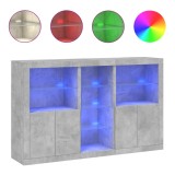 Servanta cu lumini LED, gri beton, 162x37x100 cm
