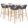 VidaXL Set mobilier de bar, 5 piese, alb și gri