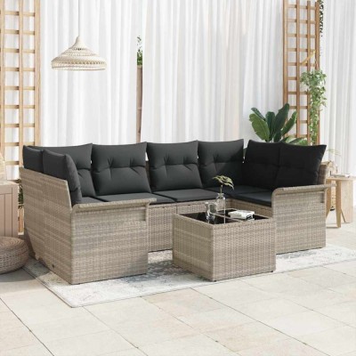 vidaXL Set de canapele pentru grădină 7 pcs Gri deschis și gri &amp;icirc;nchis 3353931 foto