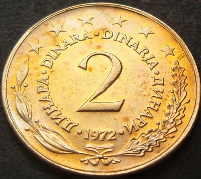 Moneda 2 DINARI / DINARA - RSF YUGOSLAVIA, anul 1972 *cod 1519 = A.UNC LUCIU foto