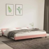 VidaXL Cadru de pat cu tăblie fără saltea, roz, 200x200 cm, catifea