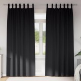 Perdele cu perdele 2 pcs Negru 260 x 140 cm Poliester