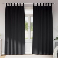 vidaXL Perdele opace cu perdele Negru Poliester 4107542