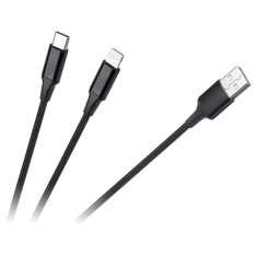 Cablu incarcare si date USB-A la USB-C + Lightning 2-in-1, 1 m, Cabletech foto