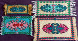 Set 4 cusaturi de mana, carpete traditionale romanesti, peretare vintage 70 ani