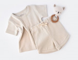 Cumpara ieftin Set tricou cu pantaloni scurti - 100% bumbac organic - Stone, BabyCosy (Marime: 9-12 luni)