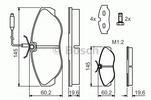 Set placute frana,frana disc FIAT DUCATO caroserie (230L) (1994 - 2002) BOSCH 0 986 424 030