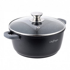 CF-DC36 CHEFFINGER Cratita cu interior marmorat si capac , diametru 36 cm, capacitate 13.2 L