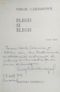Elegii si elegii Virgil Carianopol cu autograf | Okazii.ro