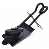 Set Perie si Faras Metalice Semineu Negre 30cm - 2buc, Oem