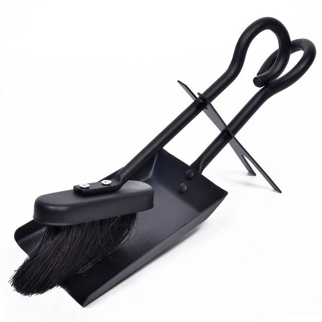 Set Perie si Faras Metalice Semineu Negre 30cm - 2buc
