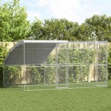 vidaXL Cușcă pentru pui Argintiu 400 x 200 x 198.5 cm Oțel galvanizat