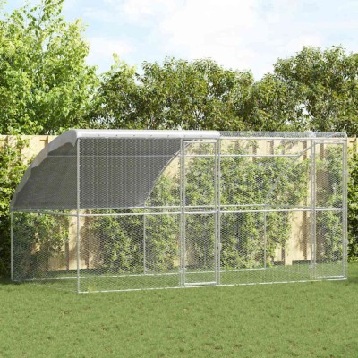 vidaXL Cușcă pentru pui Argintiu 400 x 200 x 198.5 cm Oțel galvanizat 3381107 foto