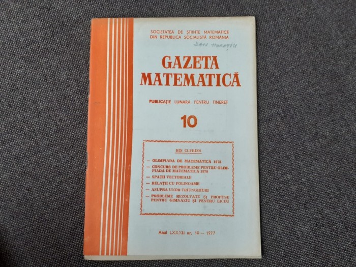 GAZETA MATEMATICA NR 10/1977