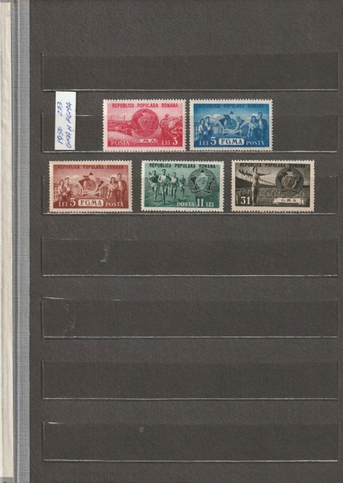 ROMANIA 1950 LP 273 G.M.A. SI F.G.M.A. SERIE MNH NESTAMPILATA