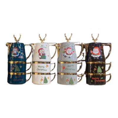 Set 1 Ceainic Ceramica 350ml Cesti 2x200ml Sita Div.Modele Craciun HML foto