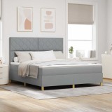 VidaXL Pat cu arcuri cu saltea Gri deschis 180 x 200 cm țesătură