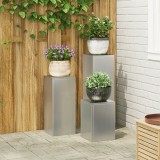 vidaXL Suporturi plante pilon, exterior, 3 buc., oțel galvanizat