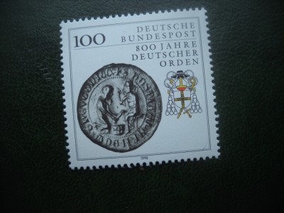 HOPCT MNH NR 390 E ORDINUL TEUTONILOR 800 SANI 1990 GERMANIA -1 VAL foto