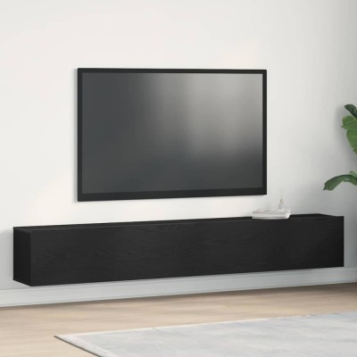 vidaXL Cabinet TV 2 pcs Negru 100 x 30 x 30 cm Lemn compozit foto