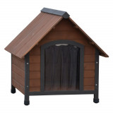 @Pet Cusca de caine cu clapete de plastic Rustique maro 76x76x72cm GartenMobel Dekor