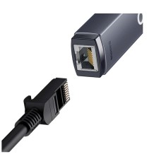 ADAPTOR RETEA Baseus Lite, USB Type-C to RJ-45 Gigabit LAN,metalic, LED, gri &amp;quot;WKQX000313&amp;quot;