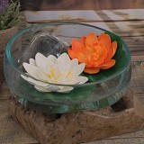 Obiect Decorativ Bol Mic din Sticlă Topită pe Lemn Natural