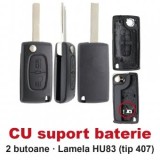 Carcasa Cheie Topautochei 2 Butoane LAMELA HU83 compatibila Peugeot 107 207 307 308 407 607
