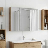 vidaXL Dulap cu oglindă pentru baie cu raft Pe perete Stejar artizanal 889126