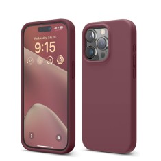 Husa silicon antisoc cu microfibra interior pentru Iphone 15 Pro Visiniu