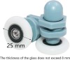 Set 10 Role Ușă Duș Sunmostar, 25mm, Nailon/Inox, Alb/Albastru