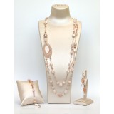 Cumpara ieftin Set Bijuterii Aurit Crown Cuarț Aventurin Perle Naturale Argint 925 Colier Brățară Cercei Damă Handmade Made in Italy