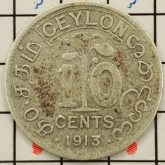 Ceylon 5 cents 1913 argint - km 104 - A009
