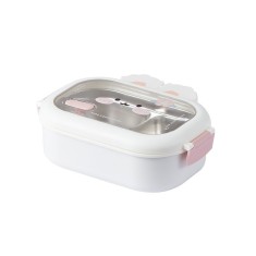 Bunny stainless steel lunch box student office worker lunch box compartment sealed insulation box - Specification: White foto
