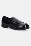 Love Moschino mocasini de piele culoarea negru, cu toc plat, JA10232G1NJD200A