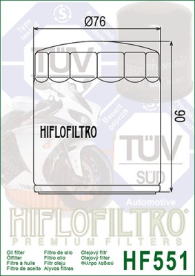 Filtru Ulei HF551 Hiflofiltro Moto Guzzi 30153000 Cod Produs: MX_NEW HF551 foto