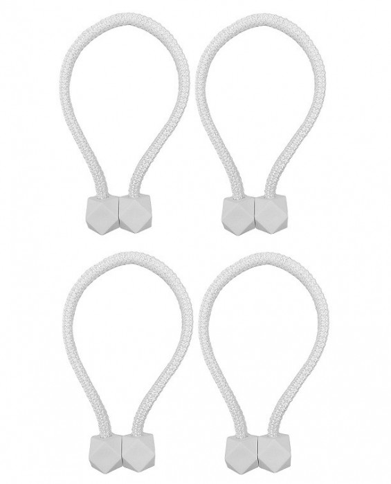 Set 4 inele magnetice de prindere pentru draperii si perdea,design de tip cub - Alb
