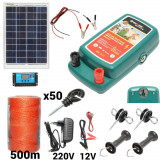 Kit pachet gard electric 2 Joule 12 220V panou solar fir 500m 50 izolatori (BK92717-500-02)
