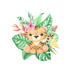 Sticker decorativ Tigru, Multicolor, 55 cm, 3646ST foto
