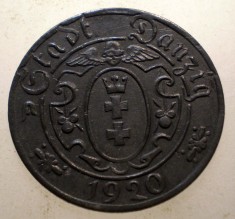 C.038 STADT DANZIG NOTGELD 10 PFENNIG 1920 ZINC RAR 21,8mm/1,9g