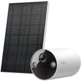 Kit camera de supraveghere + panou solar TP-Link Tapo C410 KIT, 3MP, 2K 2304x1296, Color Night Vision, Two-Way Audio, detectie AI, alarma luminoasa si