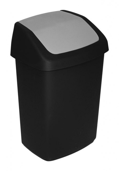 Coș de gunoi Curver SWING BIN, 10L, 19,8x24,6x37,3 cm, negru/gri, pentru gunoi