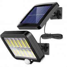 Proiector solar LED 120 COB, 30W, senzor miscare, telecomanda, 3 moduri de iluminare