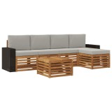 vidaXL Set de canapele de exterior 6 pcs Natural și gri deschis 3384272