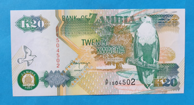 20 Kwacha 1992 Zambia - Bancnota SUPERBA - UNC foto